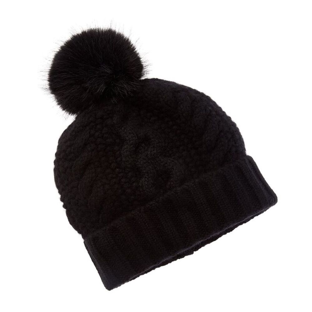 Sofiacashmere Chunky Cable Cashmere Hat, Black